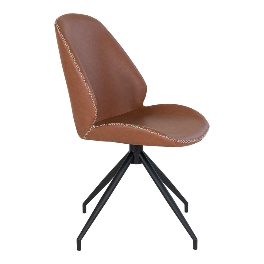 2 x Monte Carlo Vintage Brown Faux Leather Swivel Dining Chair-4