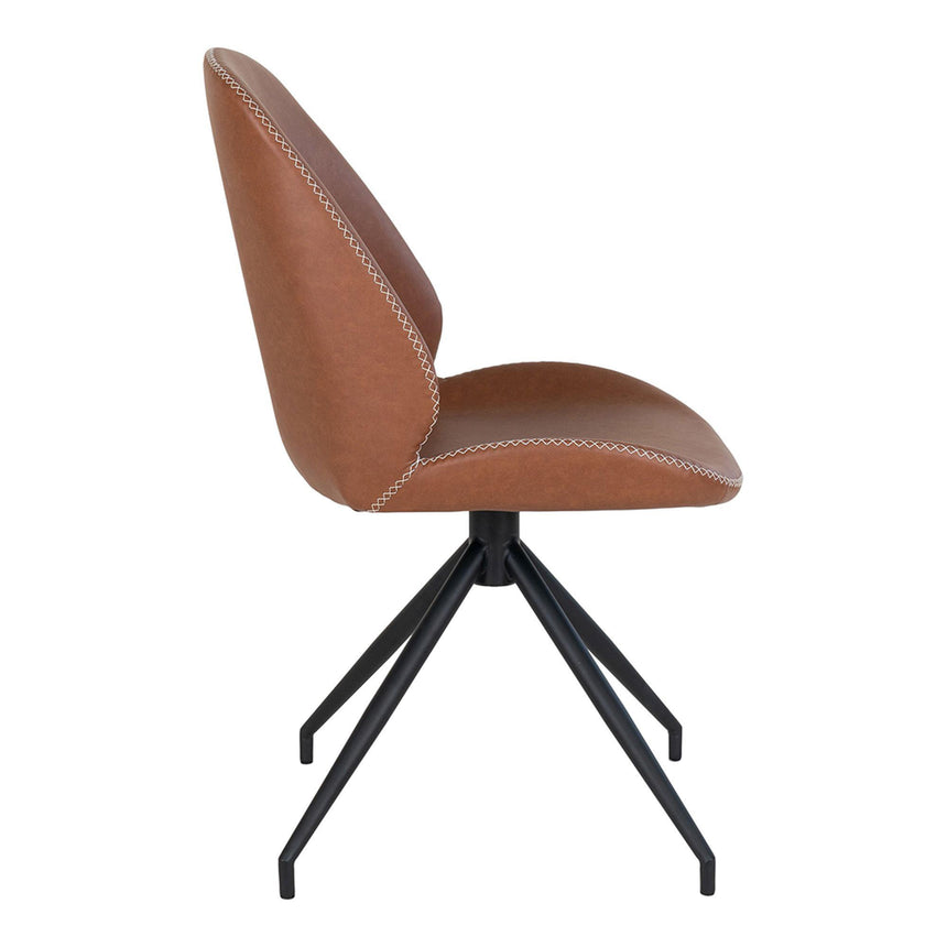 2 x Monte Carlo Vintage Brown Faux Leather Swivel Dining Chair-5