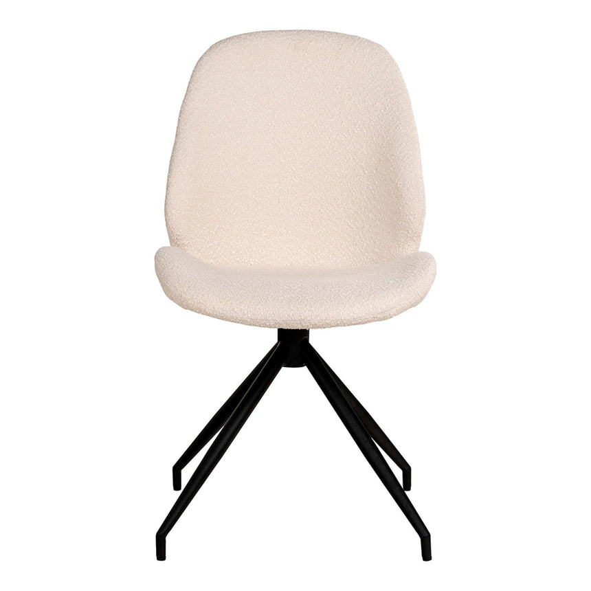 2 x Monte Carlo White Boucle Fabric Swivel Dining Chair-2