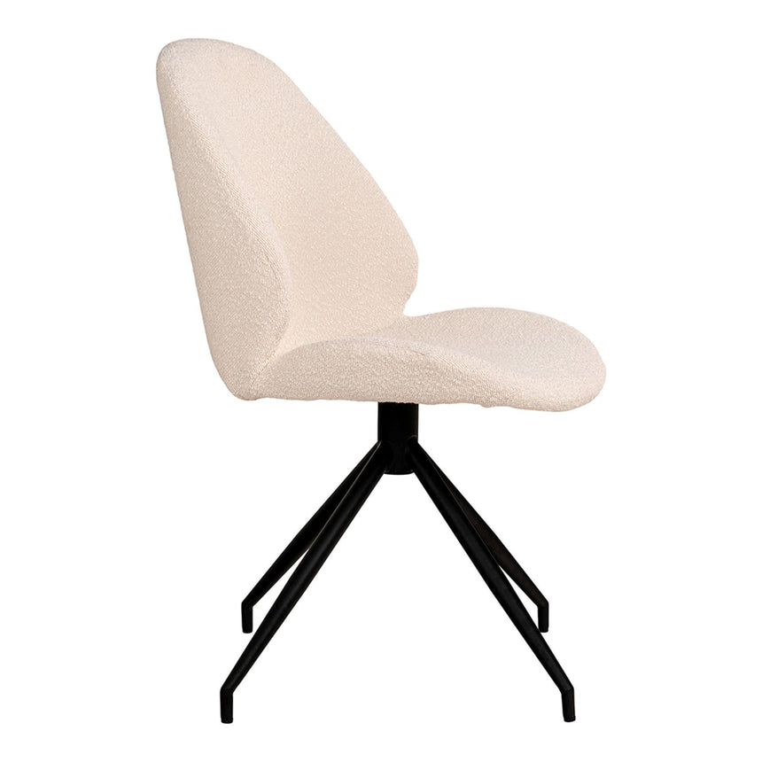 2 x Monte Carlo White Boucle Fabric Swivel Dining Chair-3
