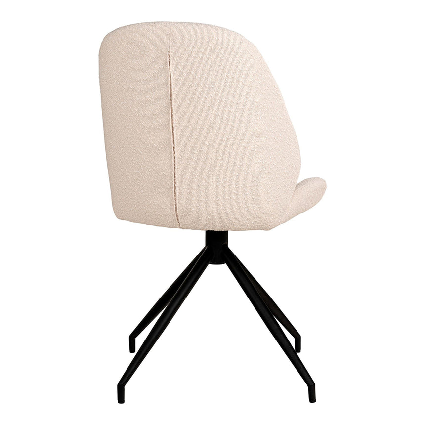 2 x Monte Carlo White Boucle Fabric Swivel Dining Chair-4
