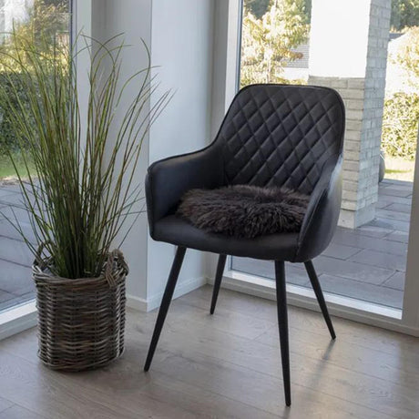 Brown Round Seat Real Lammbskin-2