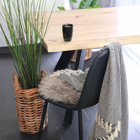 light Brown Round Seat Real lambskin-2