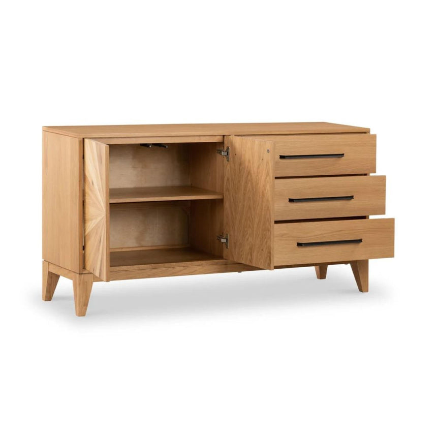 Viento Oak 2 Door Sunburst Large Sideboard-2