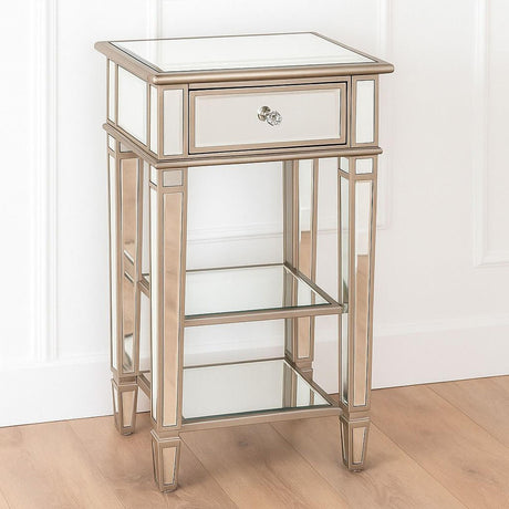 Antoinette Mirrored Champagne Trim 1 Drawer Telephone Table-2