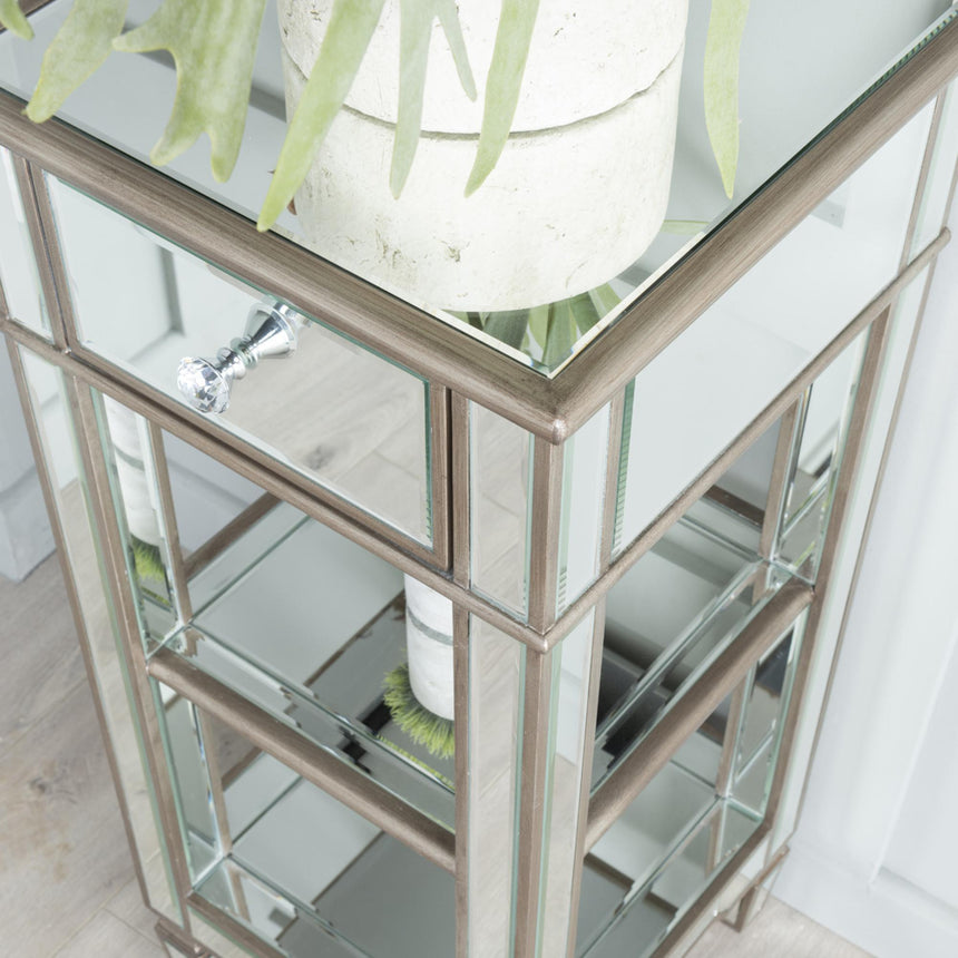Antoinette Mirrored Champagne Trim 1 Drawer Telephone Table-5