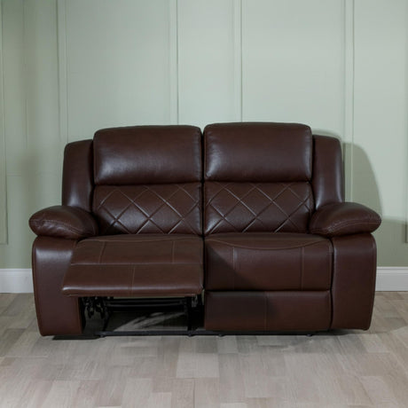 Bentley Brown Leather 2 Seater Recliner Sofa-2
