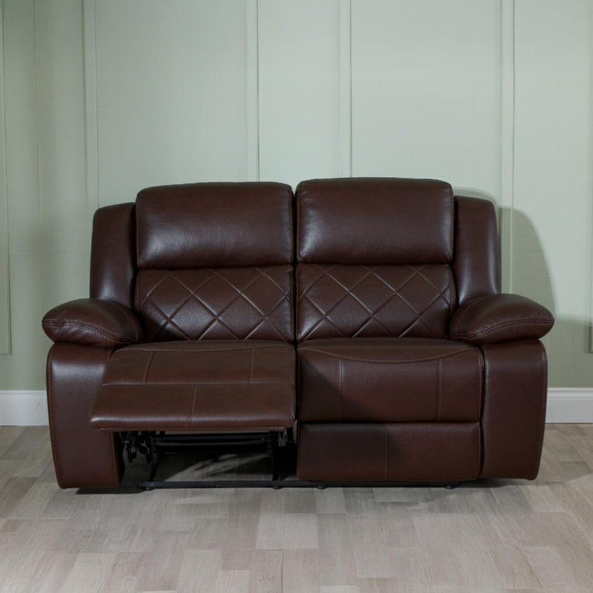 Bentley Brown Leather 2 Seater Recliner Sofa-2