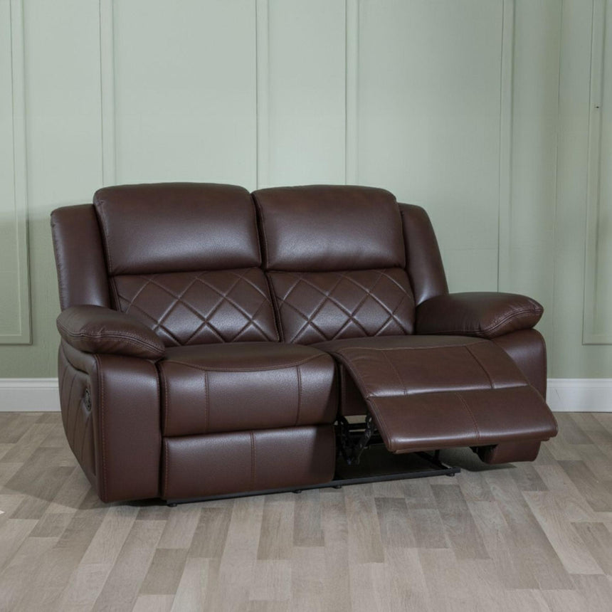 Bentley Brown Leather 2 Seater Recliner Sofa-3