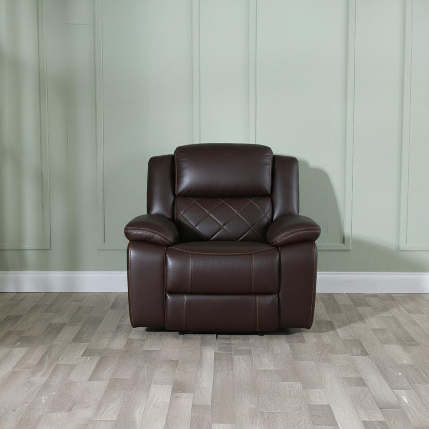 Bentley Brown Leather Recliner Armchair-4