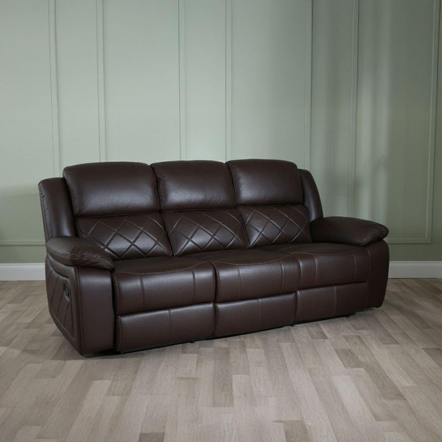 Bentley Brown Leather Recliner Sofa Set-4