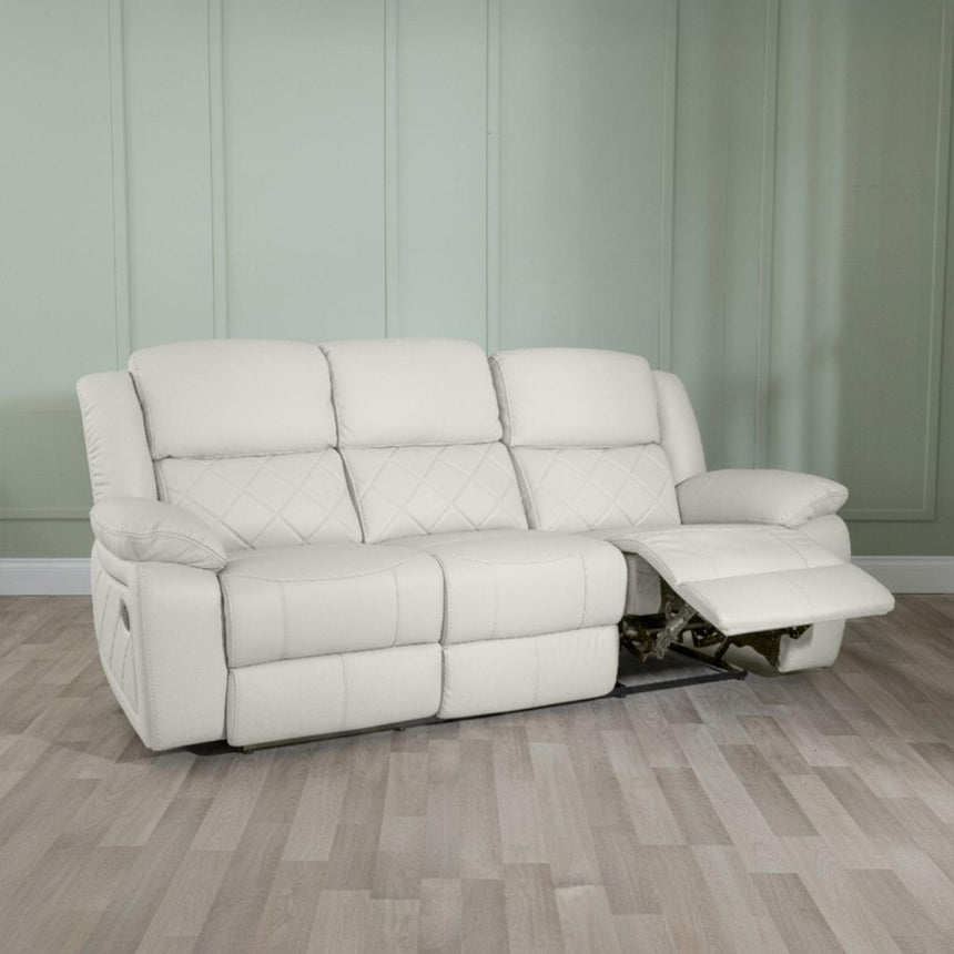 Bentley Cream Leather 3 Seater Recliner Sofa-3