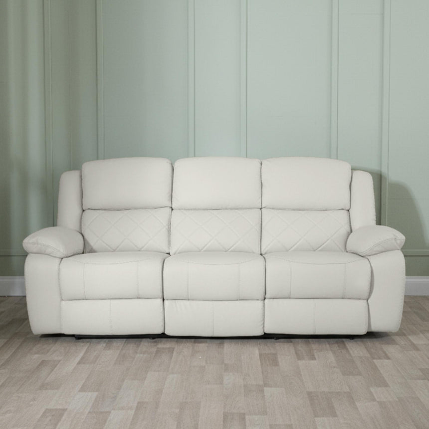 Bentley Cream Leather 3 Seater Recliner Sofa-4