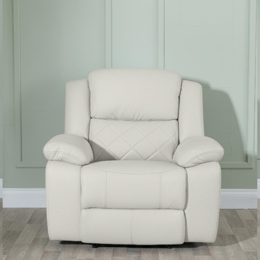 Bentley Cream Leather Recliner Armchair-6