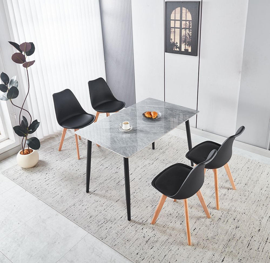 Breton Compact 4 Seater Grey Ceramic Dining Table - 120cm-7