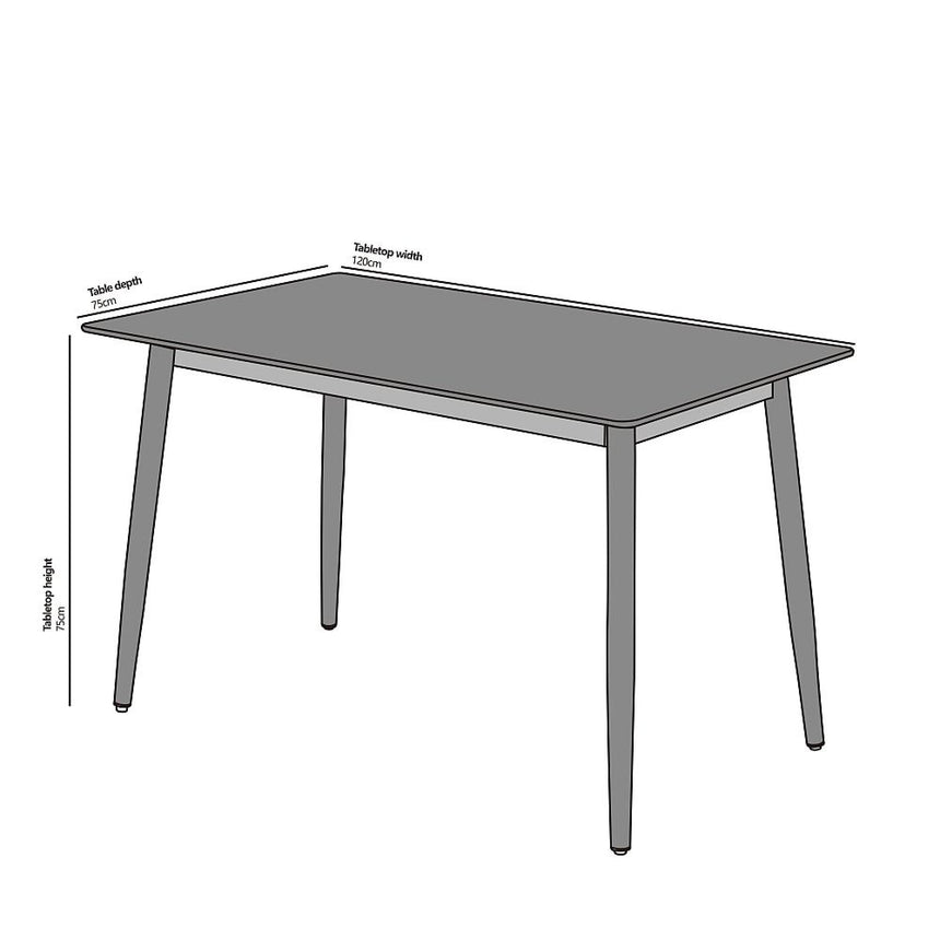 Breton Compact 4 Seater Grey Ceramic Dining Table - 120cm-8