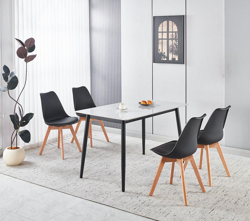 Breton Compact 4 Seater White Ceramic Dining Table - 120cm-7