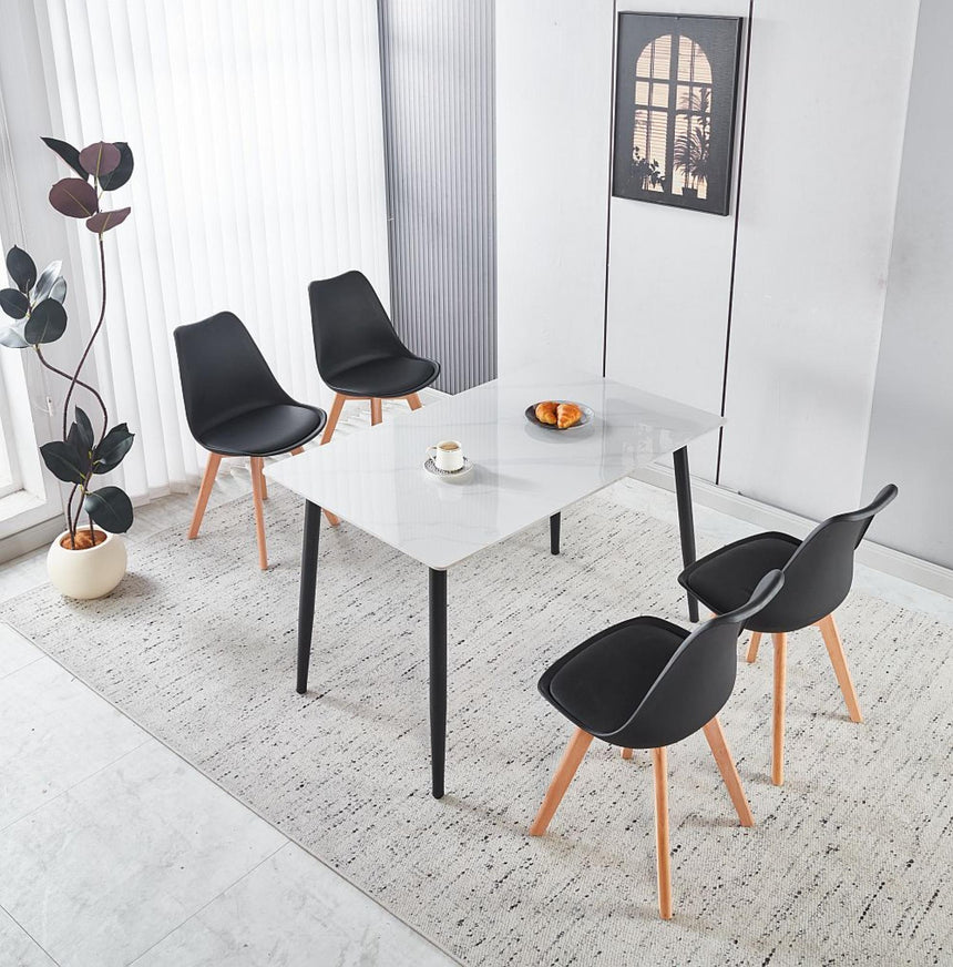 Breton Compact 4 Seater White Ceramic Dining Table - 120cm-7