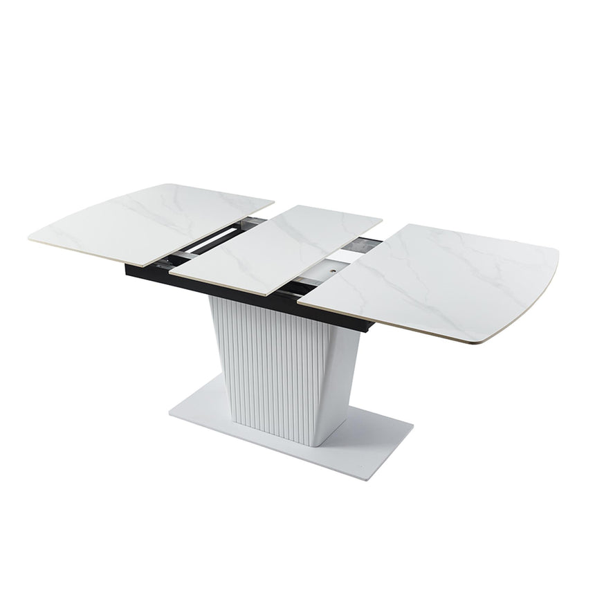 Dutton 4-6 Seater White Ceramic Extending Dining Table with Pedestal Base - 130cm-170cm-2
