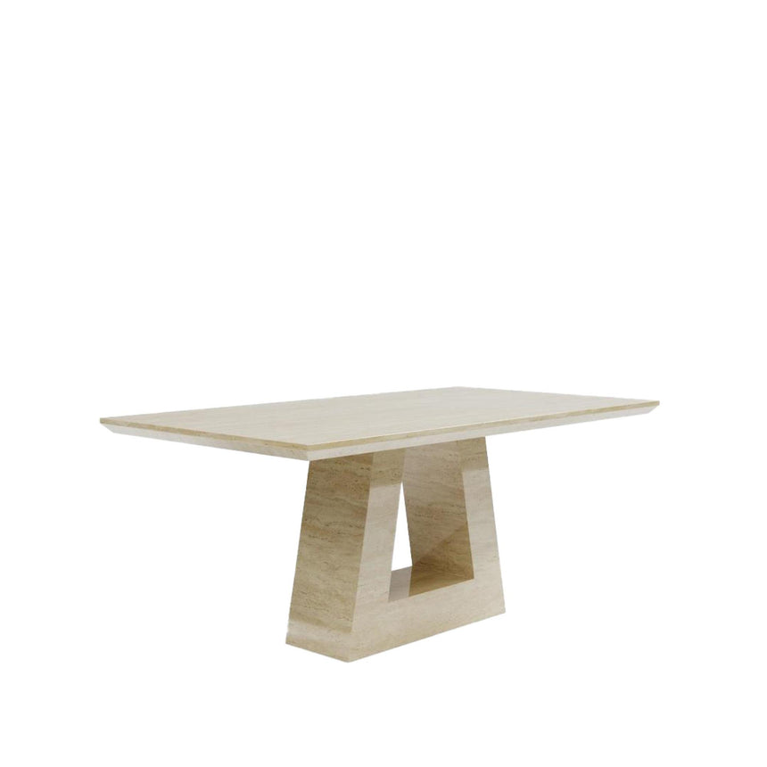 Milan Travertine Beige Engineered Marble 6 Seater Dining Table - Sizes Available-5