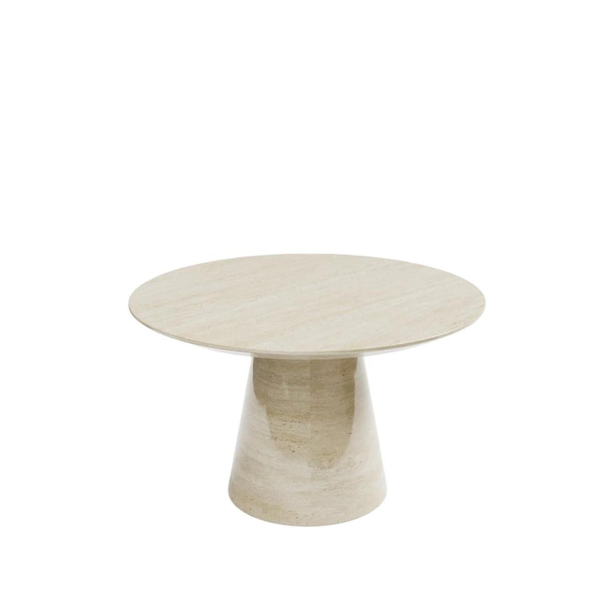 Carrera Travertine Beige Engineered Marble 4-6 Seater Round Dining Table - 130cm-5