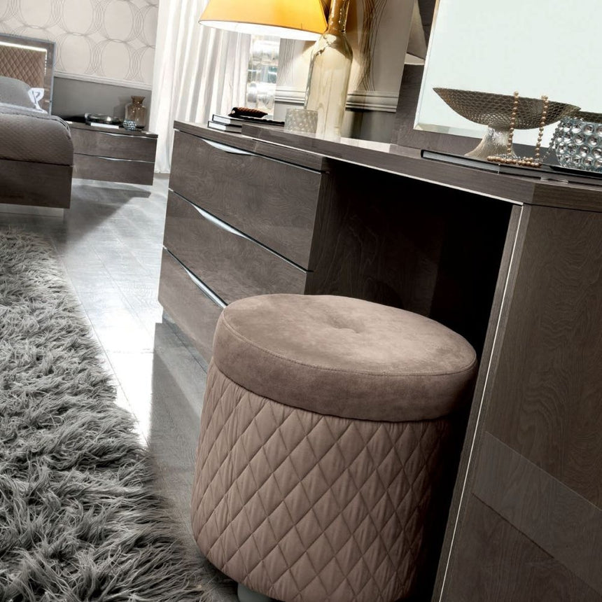 Modum Platinum Italian Taupe Round Pouf-2