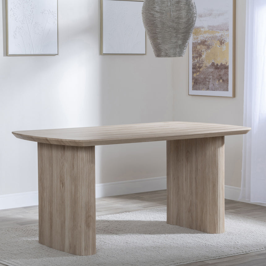 Emilia Fluted 6 Seater Pedestal Dining Table - 160cm