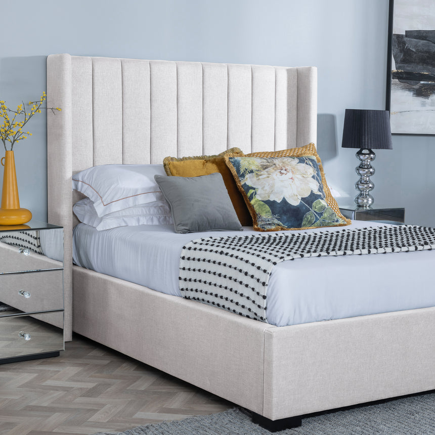 Avola Boucle Fabric Ottoman Storage Bed