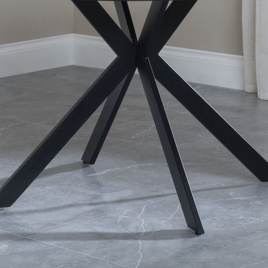 Bologna 4 Seater Round Dining Table with Black Spider Legs