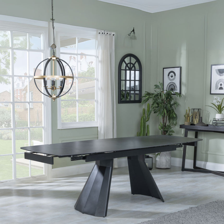 Garda Black Ceramic Extending Dining Table - 160cm-240cm