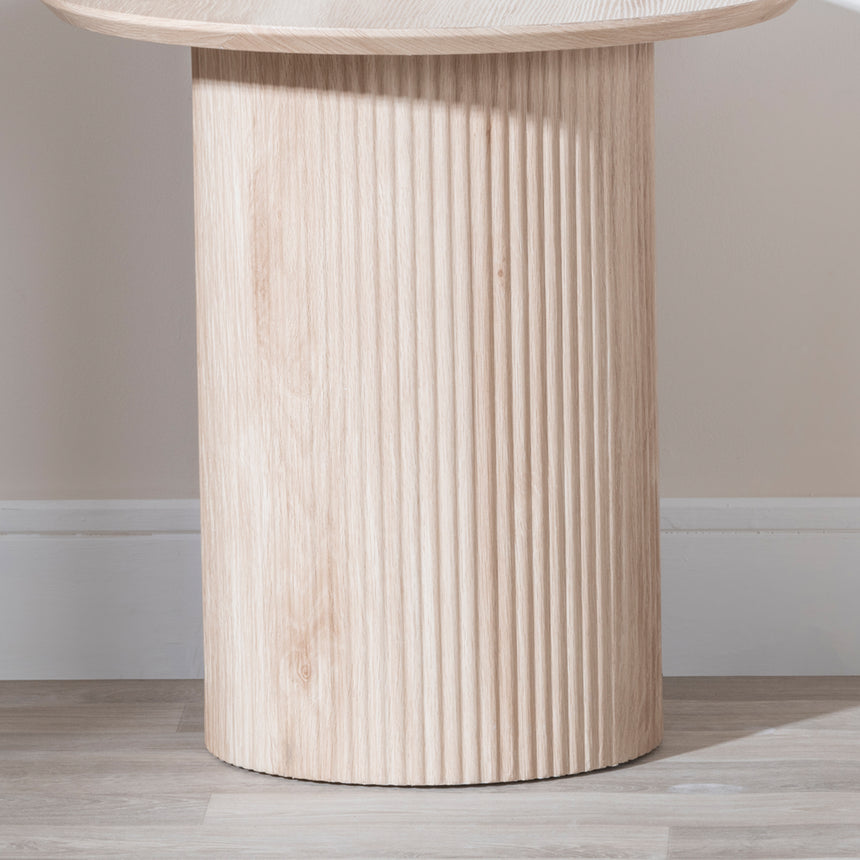 Emilia Fluted Round End Table with Drum Base