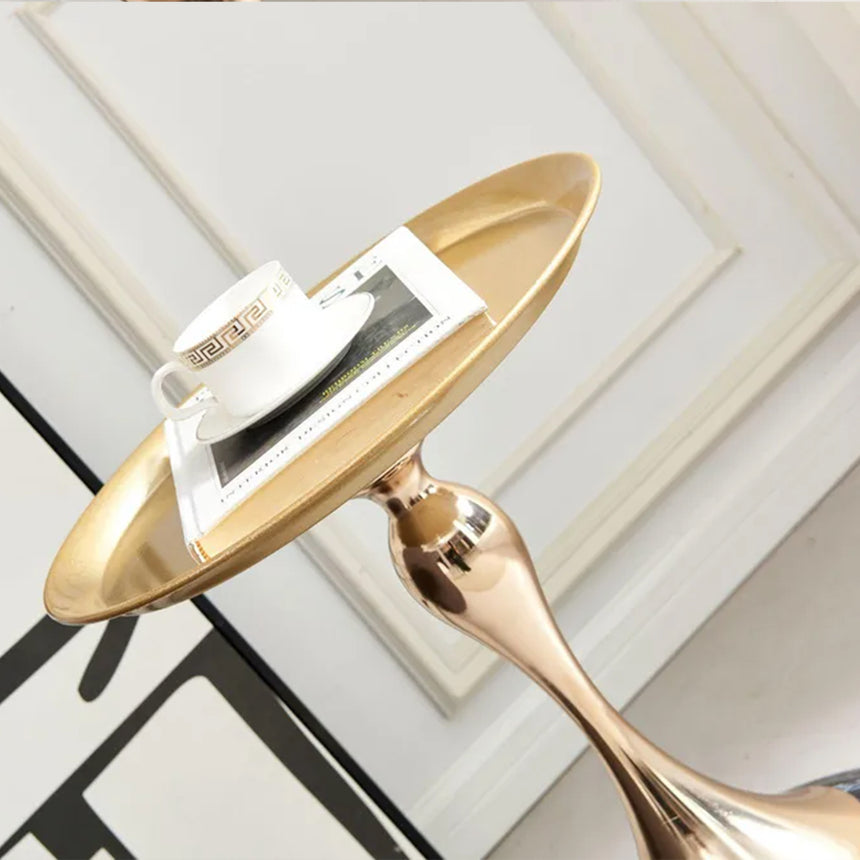 Olivia Black and Gold Round Wine Table with Black Base