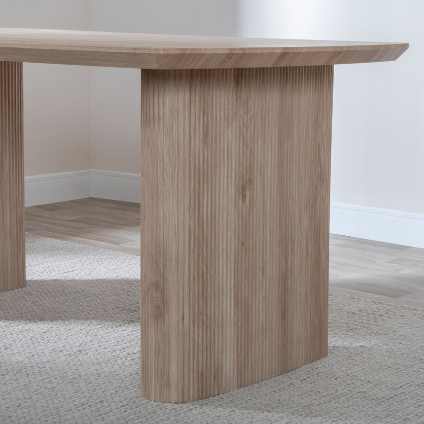 Emilia Fluted 6 Seater Pedestal Dining Table - 160cm