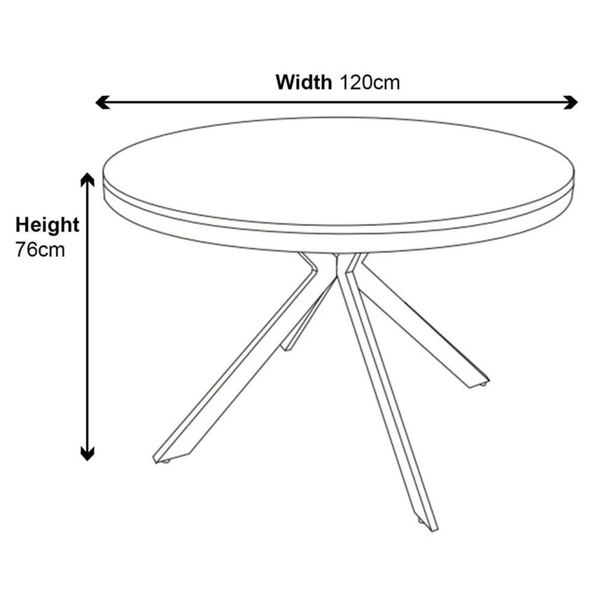 Bologna 4 Seater Round Dining Table with Black Spider Legs
