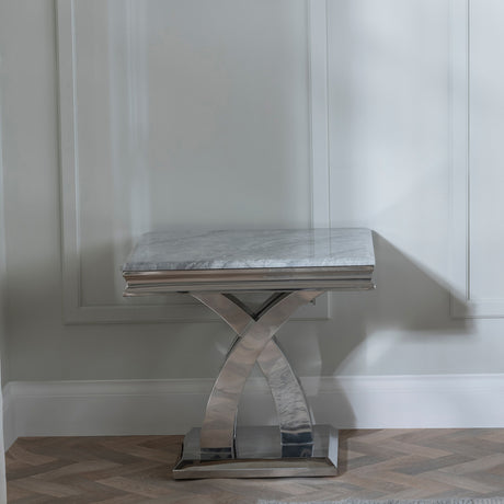 Praise Grey Marble and Chrome Lamp Table