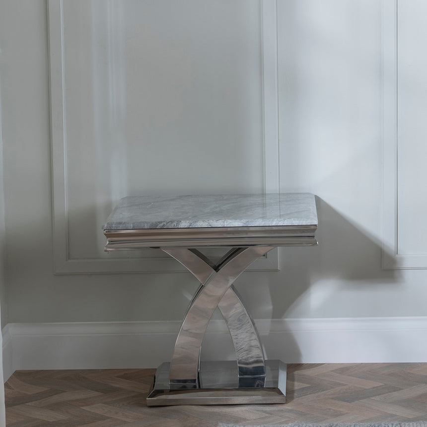 Praise Grey Marble and Chrome Lamp Table