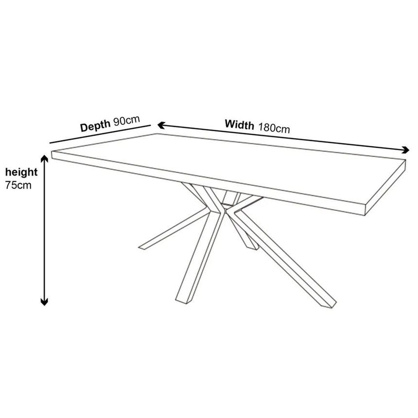 Bologna 6 Seater Dining Table with Black Spider Legs