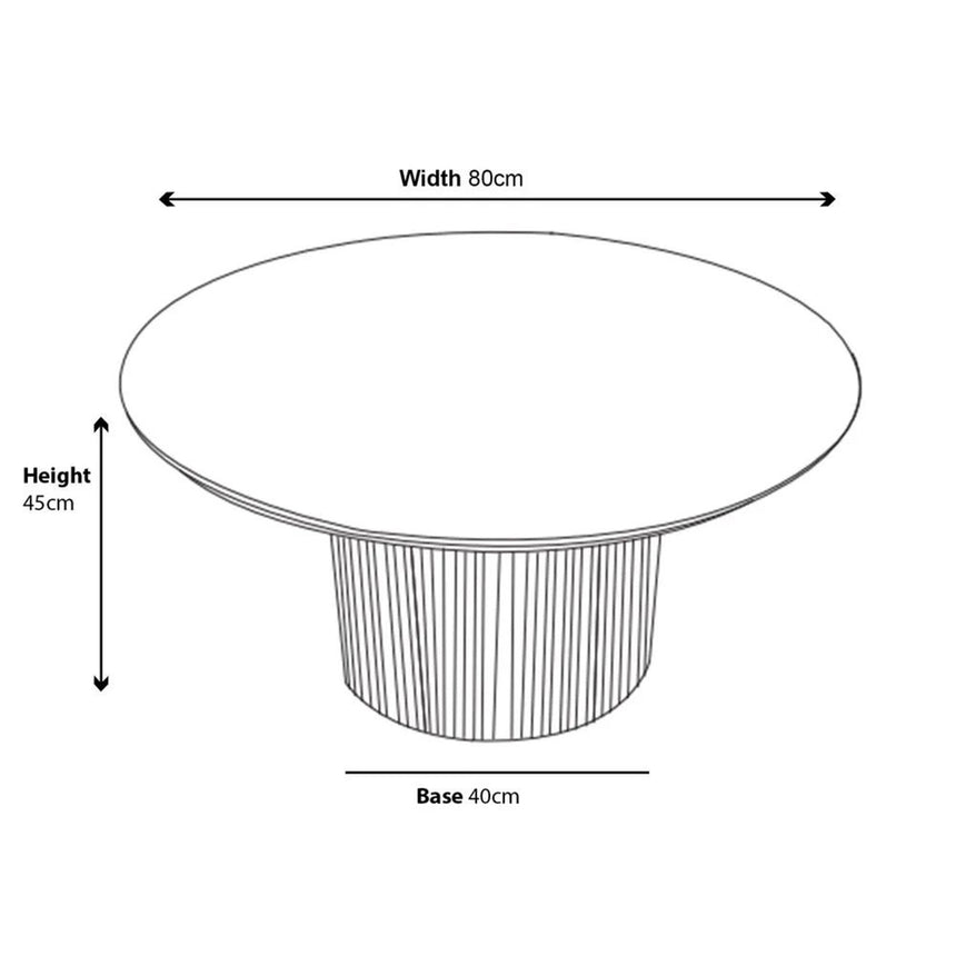 Emilia Fluted Round Coffee Table with Drum Base