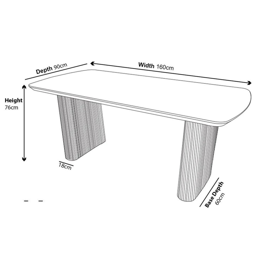Emilia Fluted 6 Seater Pedestal Dining Table - 160cm