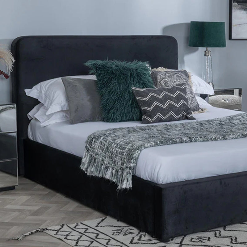 Arkansas Black Fabric Ottoman Storage Bed 4ft 6in Double