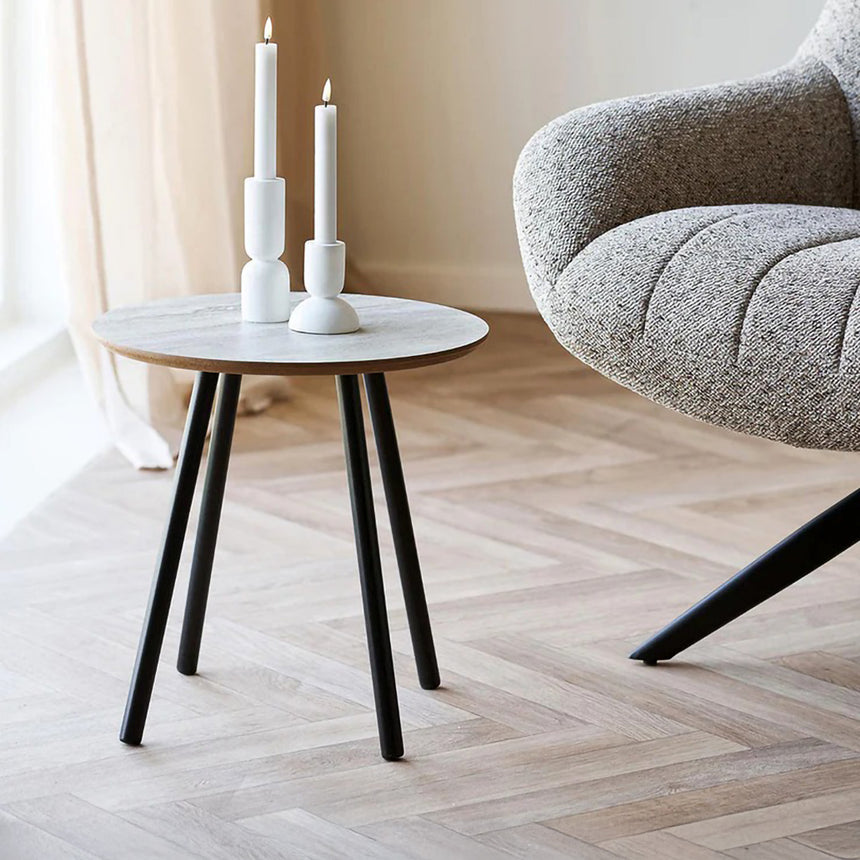 Aalst Beige Travertine Round Side Table
