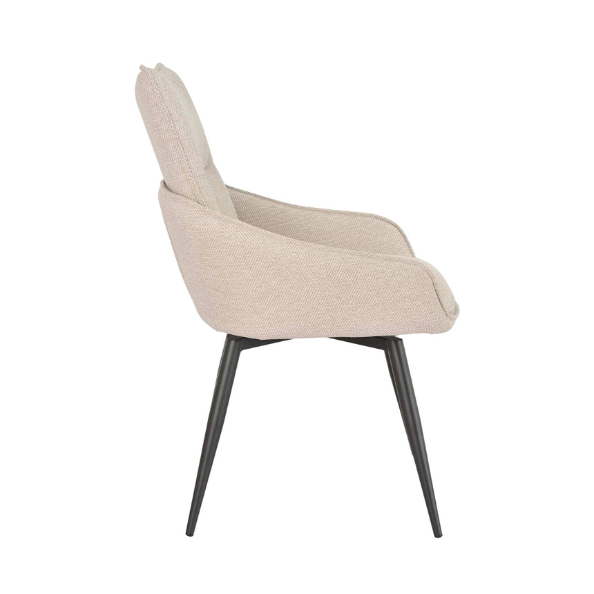 Set of 2 Torres Fabric Swivel Dining Chair with Black Legs