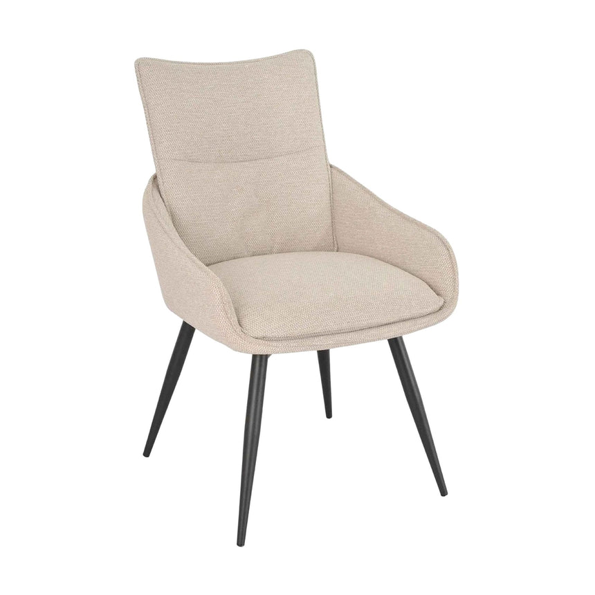Set of 2 Torres Fabric Swivel Dining Chair with Black Legs