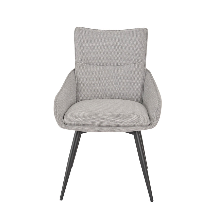 Set of 2 Torres Fabric Swivel Dining Chair with Black Legs