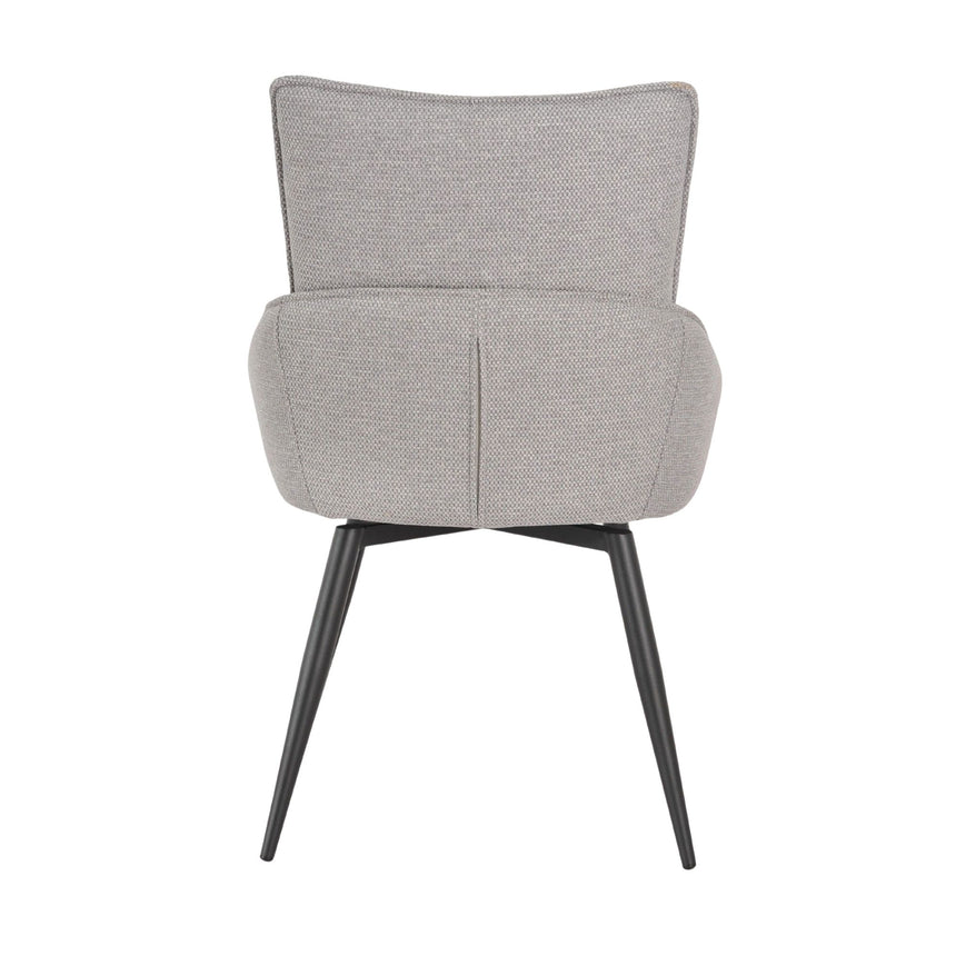 Set of 2 Torres Fabric Swivel Dining Chair with Black Legs