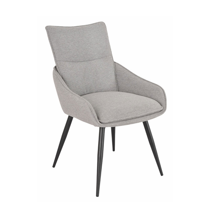 Set of 2 Torres Fabric Swivel Dining Chair with Black Legs