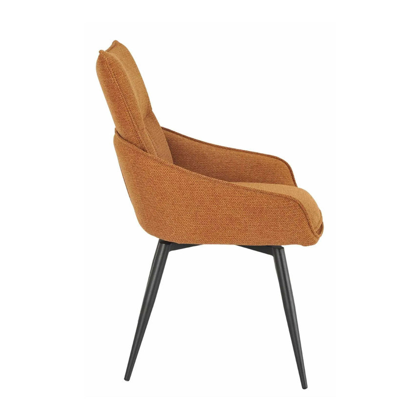 Set of 2 Torres Fabric Swivel Dining Chair with Black Legs