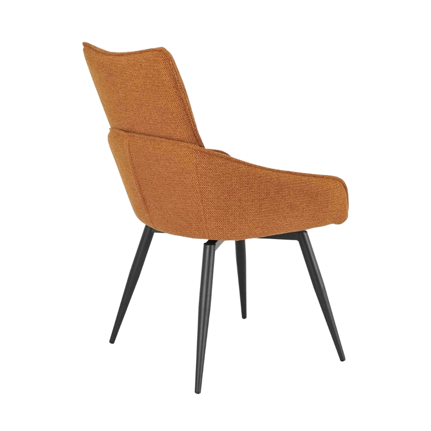 Set of 2 Torres Fabric Swivel Dining Chair with Black Legs