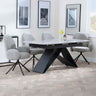 Alice Grey Ceramic Extending Dining Set - Altavista Fabric Swivel Dining Chair