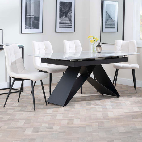 Alice Grey Ceramic Extending Dining Set - Bolzano Fabric Dining Chair